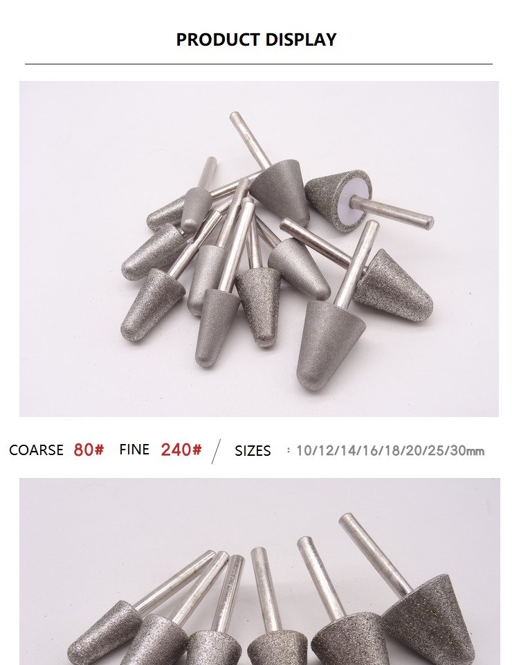 Round Cone Type Electroplated Diamond Mounted Points Diamond Burrs with Silver Coating (SED-MPSE-RC)