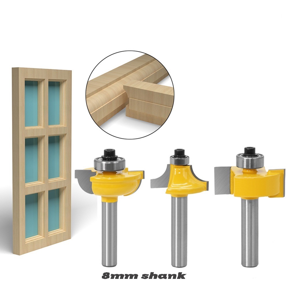 3 PCS Woodworking Milling Cutter Wood Router Bits Set with 8mm Shank (SED-RBS3-8S)