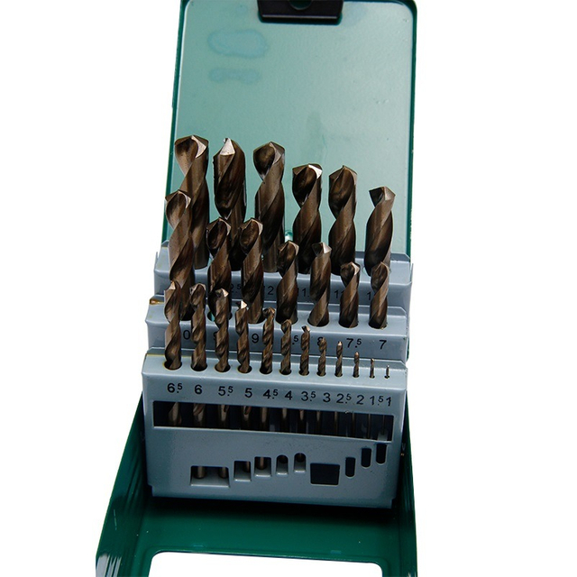 29PCS Inch HSS Drills Fully Ground Amber Finish HSS Co Twist Drill Bit Set for Metal Stainless Steel Aluminium Drilling in Plastic Box (SED-DBS29-3)