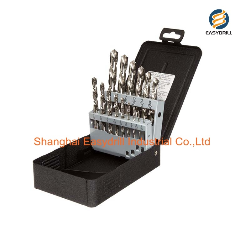 15PCS HSS Drills Straight Shank HSS Left Hand Twist Drill Bit Set for Metal Drilling with Metal Box (SED-DBSL15-1)