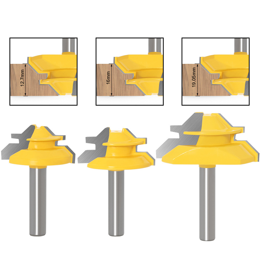 3 PCS Woodworking Tools Milling Cutter Wood Router Bits Set with 45angle 8mm Shank (SED-RBS3-8A)