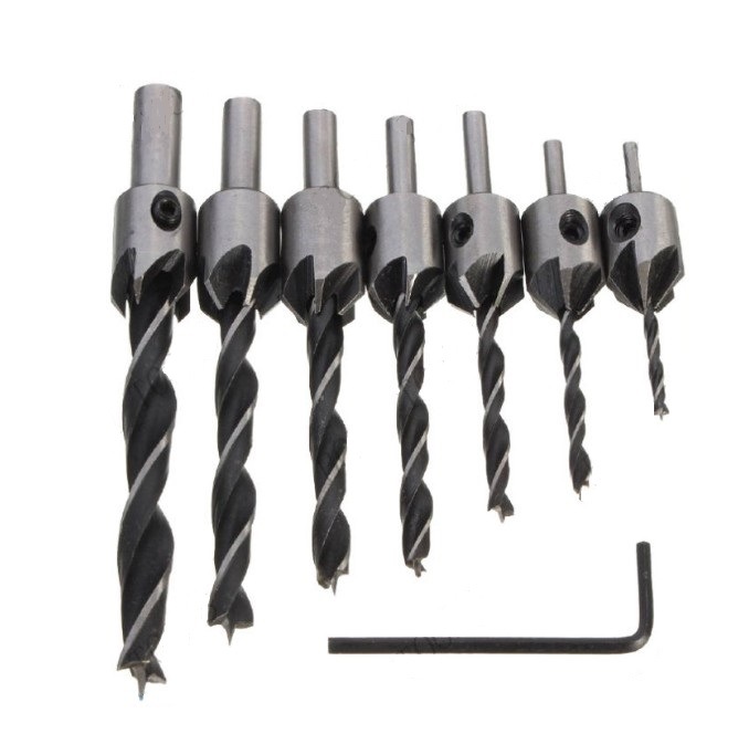 HSS Woodworking Brad Points Drill Bits Combination Countersink Drill Bits Set (SED-CSDC)