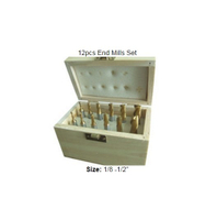 12PCS HSS End Mill with ANSI Standard in Wooden Box (SED-EM12)