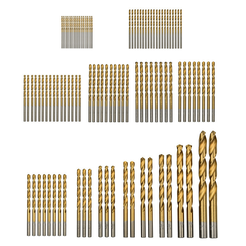 99PCS Metric Sizes DIN 338 Edge Ground Titanium HSS Twist Drill Bit Set for Metal Steel Aluminium PVC Drilling in Metal Box (SED-DBS99-1)