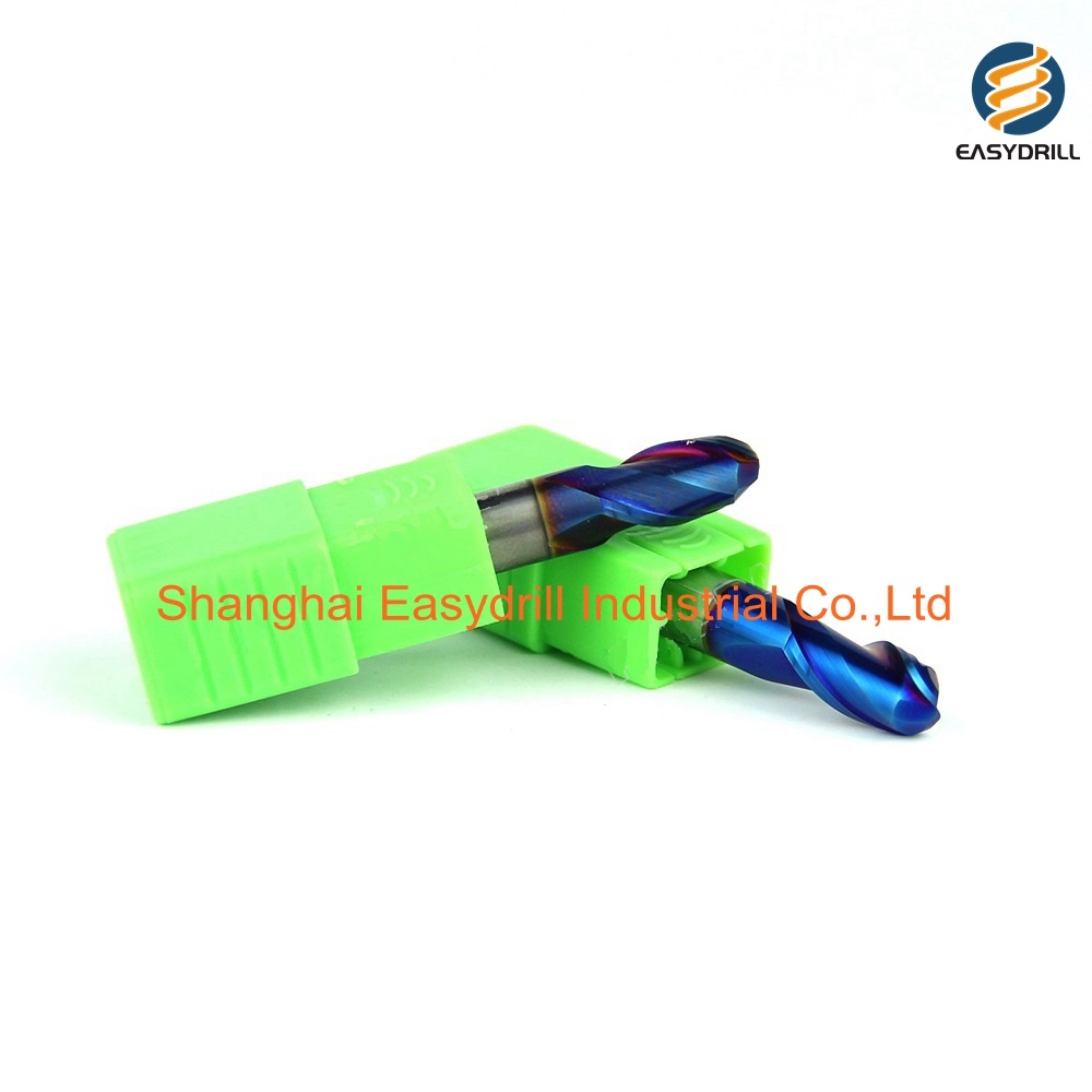 HRC65 Tunsten Carbide Milling Cutter Nano Blue Coating Ball Nose End Mill for Stainless Steel
