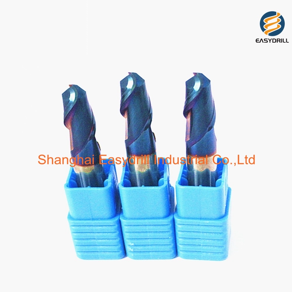 HRC65 Tunsten Carbide Milling Cutter Nano Blue Coating Ball Nose End Mill for Stainless Steel