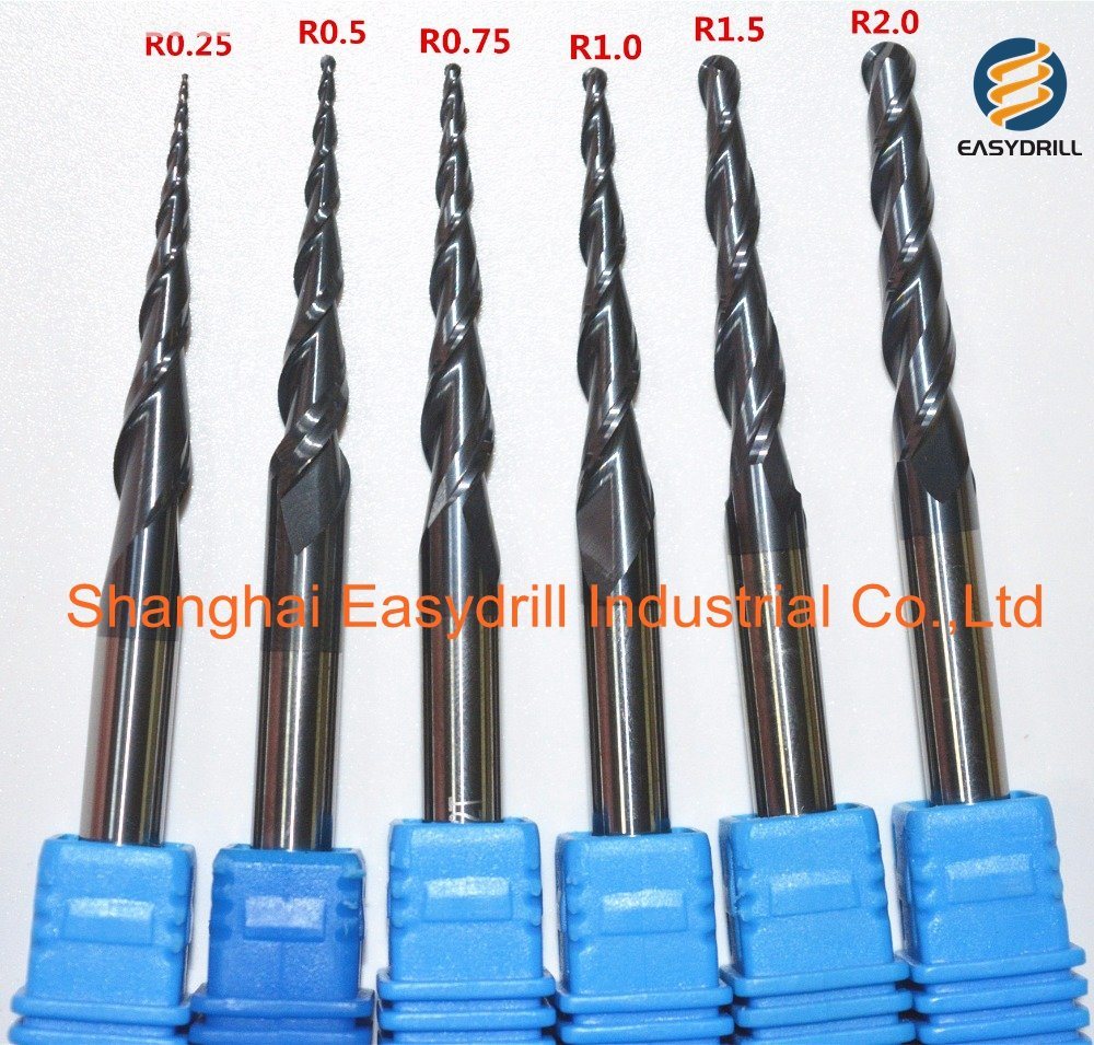 High Quality 2 Flutes Tungsten Carbide Ball Nose Tapered End Mill (SED-EM-BN2F)