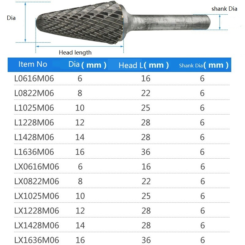 L Type Power Tools Accessories Rotary Files Tungsten Carbide Burr (SED-RB-L)