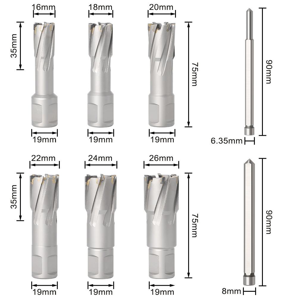 6PCS HSS Hollow Drill Bits HSS Annular Cutter for Stainless Steel, Metal Drilling etc (SED-HD-AS6)