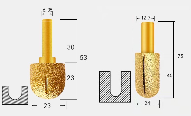 Vacuum Brazed Engraving Grinding Wheels Diamond Profile Wheel with Round End for Stone (SED-PW-VBR)