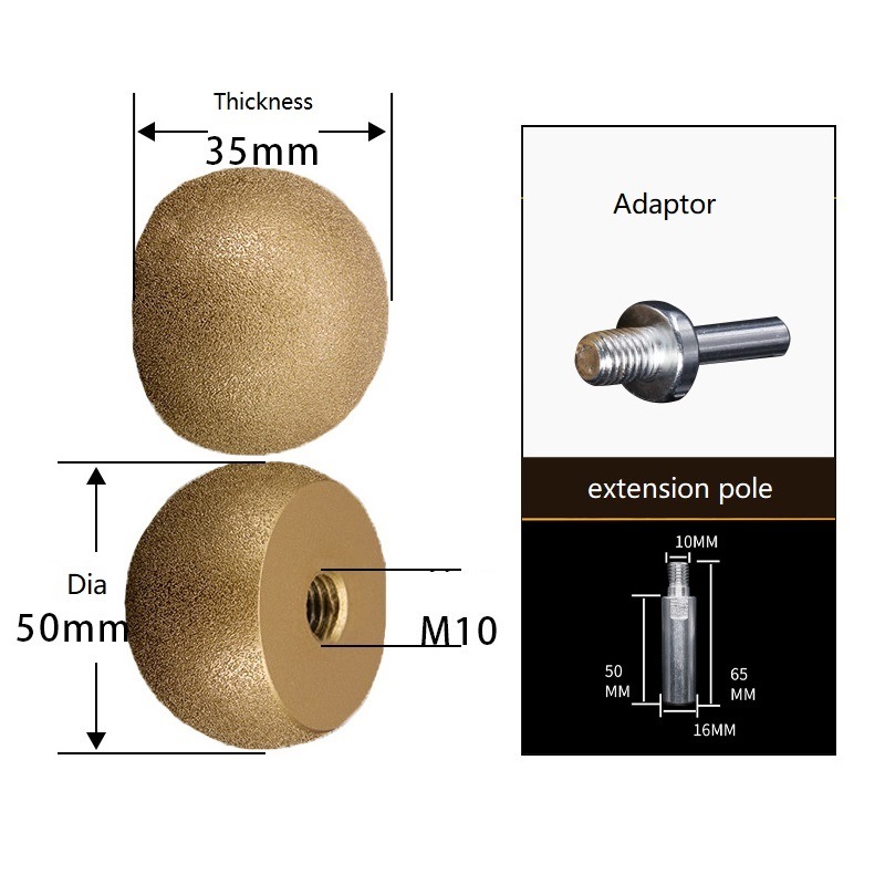 Mushroom Type Vacuum Brazed Diamond Burrs Diamond Mounted Points Gold Coating (SED-MPVB-MG)