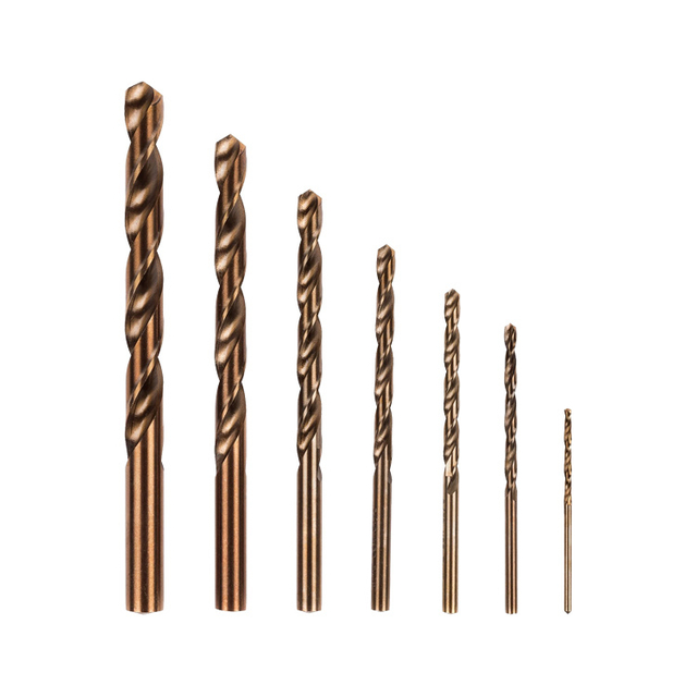 7PCS HSS Drills Fully Ground Tin-Coated HSS Cobalt Twist Drill Bits Set for Metal Stainless Steel Hardened Iron in Metal Box (SED-DBS7)