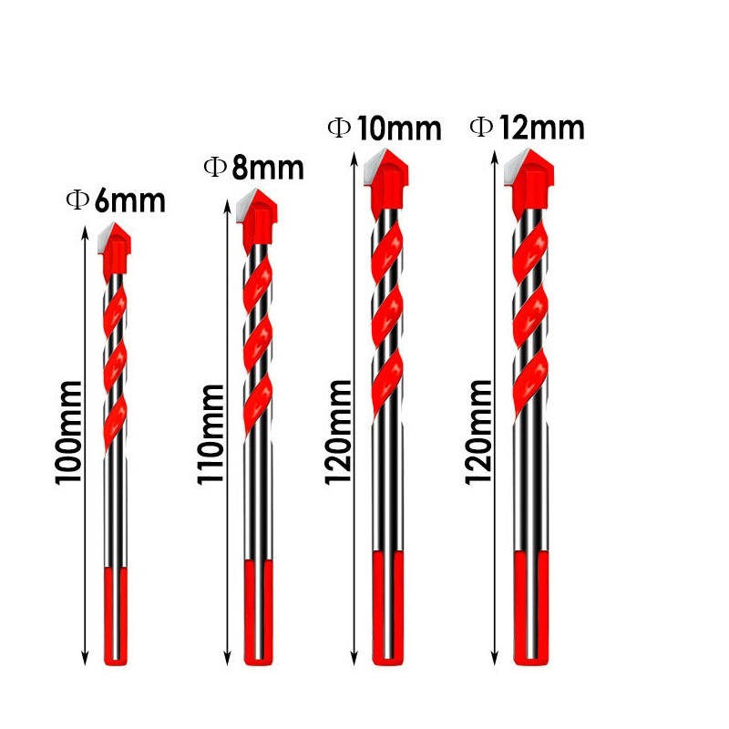 Carbide Tip Multifunction Drill Bits with Red Flute Coating for Drilling Stone, Steel, Glass, Concrete, Wood, Plastic, Brick and Tiles (SED-MTD-RF)