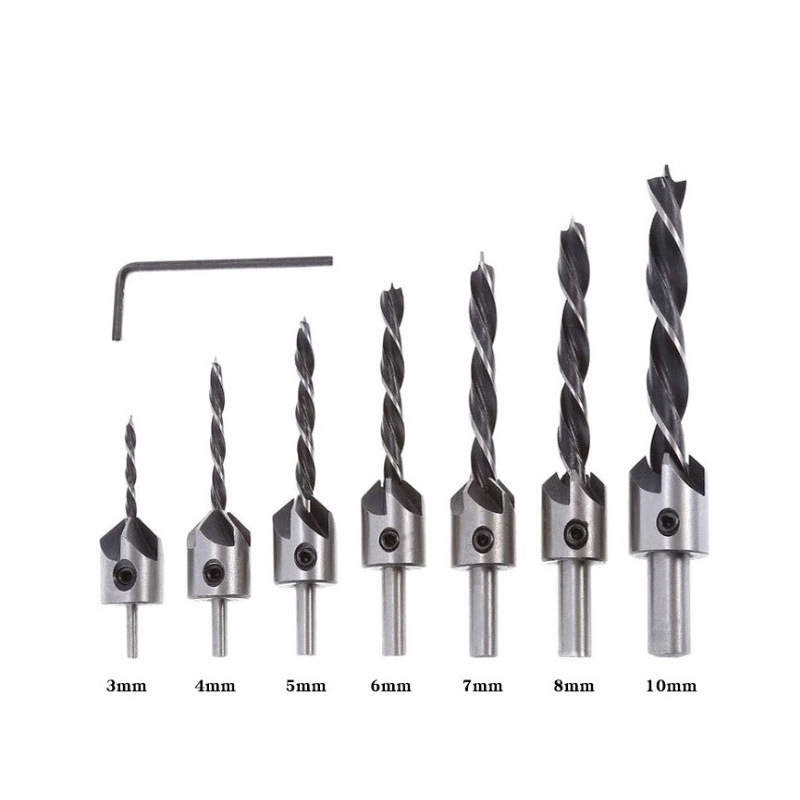 7PCS HSS Countersink Drill Bits Set with Hex Wrench (SED-CSD-S7)