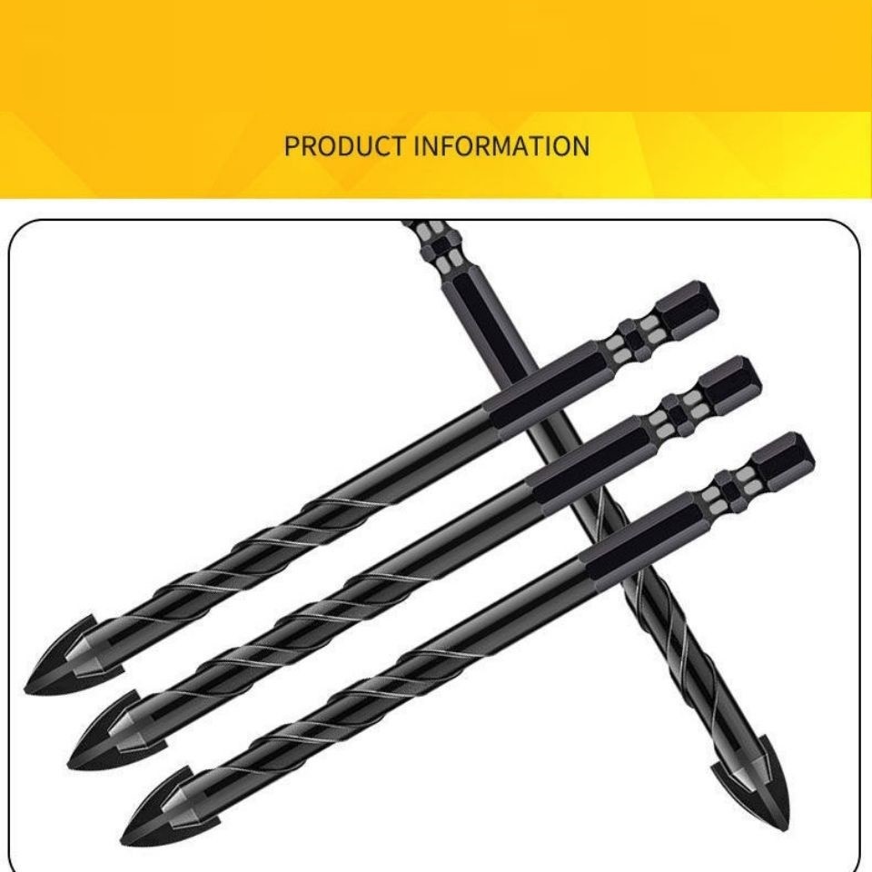 Hex Shank Carbide Cross Tips Multifunction Twist Drill Bits with Black Oxide for Cutting Stone, Concrete, Glass, Wood etc (SED-MTD-HCTB)