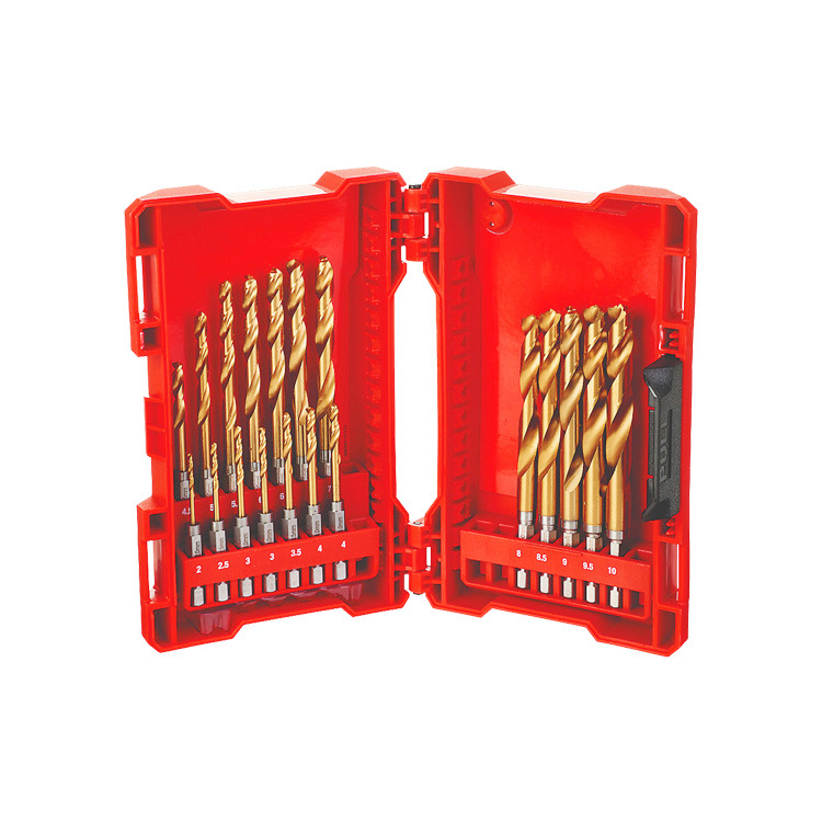 19PCS Metric Hex Shank Titanium HSS Jobber Drills HSS Twist Drill Bits Set for Metal in Blister Card (SED-DBS19-3)