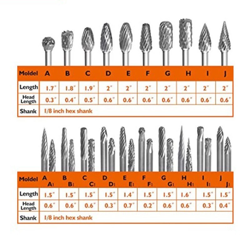 20PCS Carbide Rotary Files Tungsten Carbide Burrs Set in Wooden Box (SED-RBS20)