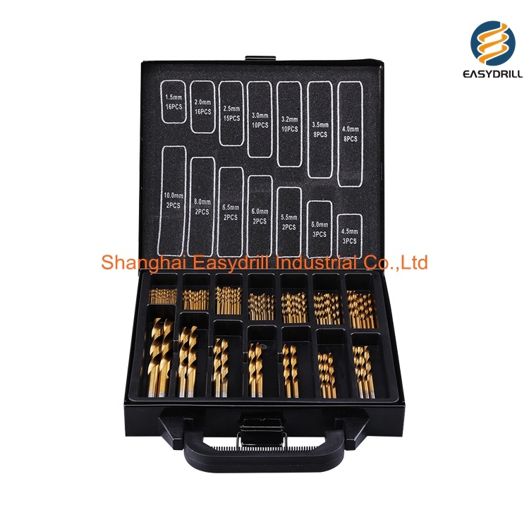 99PCS Metric Sizes DIN 338 Edge Ground Titanium HSS Twist Drill Bit Set for Metal Steel Aluminium PVC Drilling in Metal Box (SED-DBS99-1)