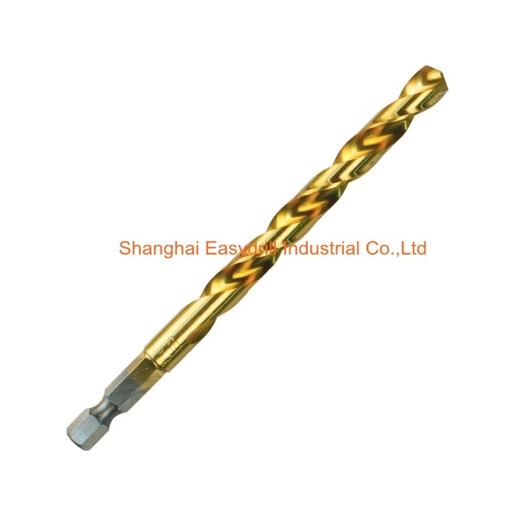 Quick Change HSS Jobber Drill Bit HSS Drill Shank Hex Shank Twist Drills for Stainless Steel Metal Aluminium PVC Iron Drilling (SED-HTHS)