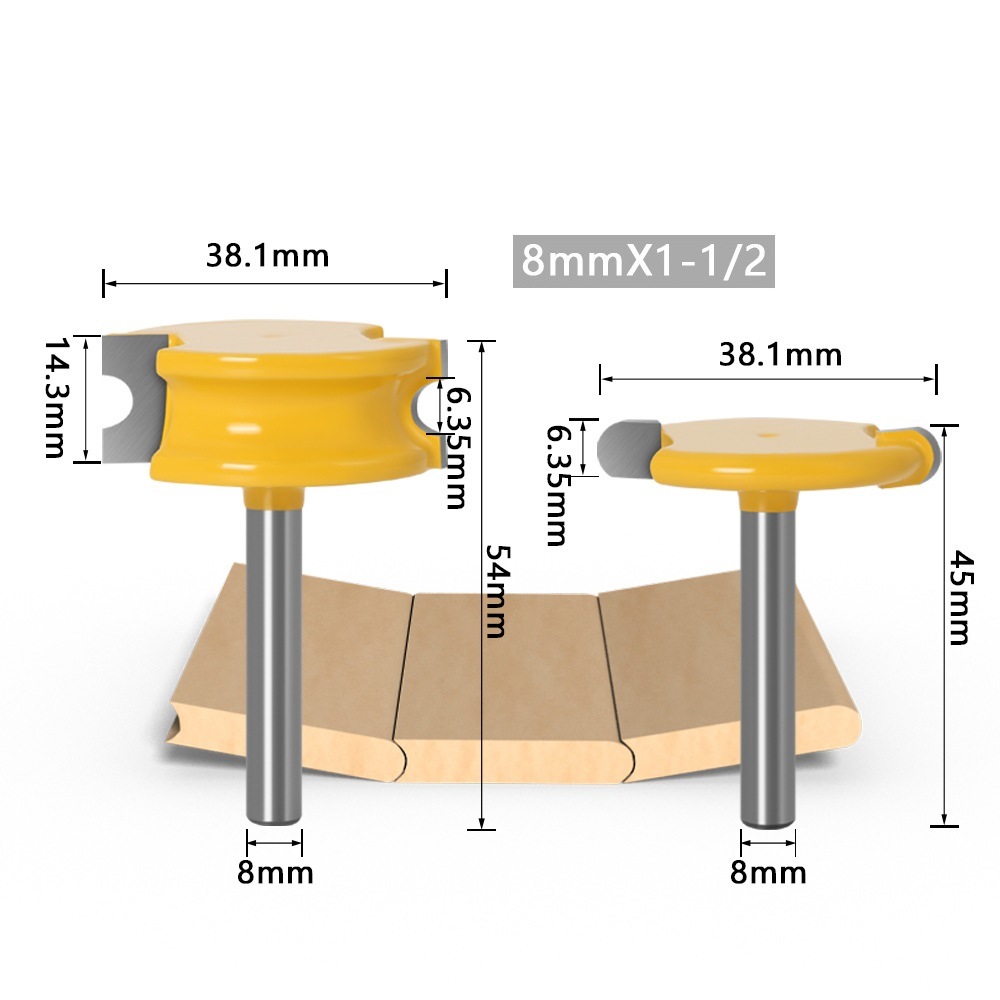 2PCS Arc Woodworking Tool Milling Cutter Wood Router Bits Set (SED-RB-S2A)
