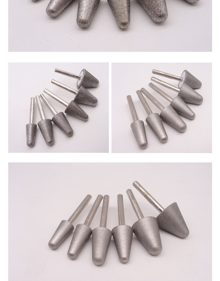 Round Cone Type Electroplated Diamond Mounted Points Diamond Burrs with Silver Coating (SED-MPSE-RC)