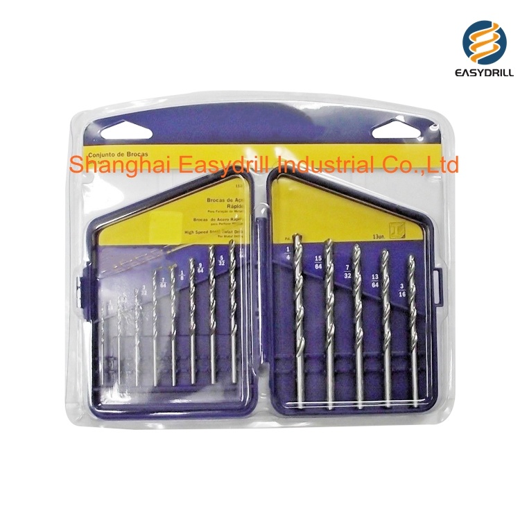 13PCS Metric HSS Drills DIN338 Polished Bright HSS Twist Drill Bit Set for Metal Stainless Steel Aluminium Drilling in Plastic Box (SED-DBS13-2)