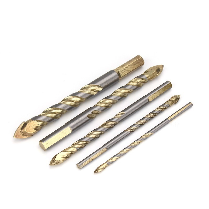 Carbide Tip Multifunction Twist Drill Bits with Straight Tip and Gold Coating for Drilling Stone, Glass, Concrete, Wood, Plastic, Brick and Tiles (SED-MTD-TSG)