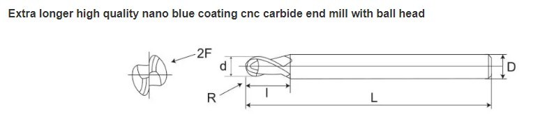 HRC65 Tungsten Carbide Cutting Tools Ball Nose End Mill