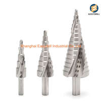 3PCS HSS Drills Set Metric Three Flats Shank Spiral Flute Step Drill Bit Set for Sheet Tube Metal Drilling in Plastic Box (SED-SD3-FSF)