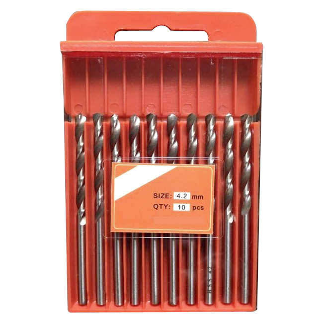 10PCS HSS Jobber Length Drills Bright Finish M2 Twist Drill Bits Set with Plastic Box (SED-DBS10-1)