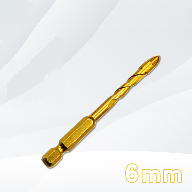 Hex Shank Carbide Cross Tips Twist Drill Bits with Tin-Coated for Cutting Glass (SED-GDH)