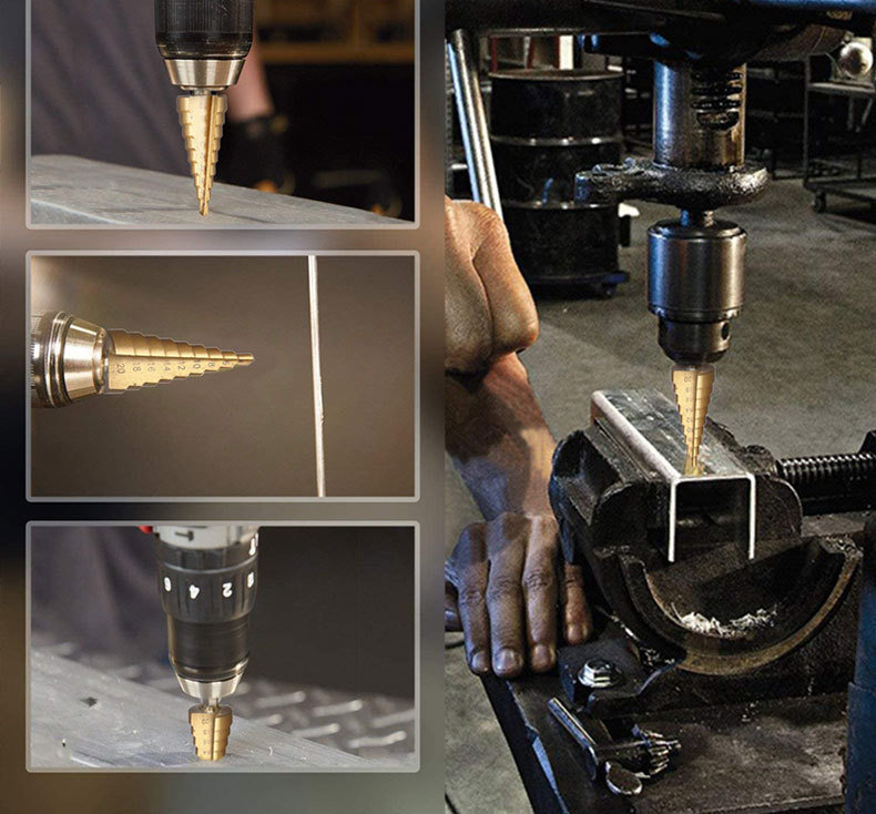 3PCS HSS Drills Set Metric Single Groove HSS Conical Drill Bits for Tube and Sheet Drilling in Metal Case (SED-SD3-SG)