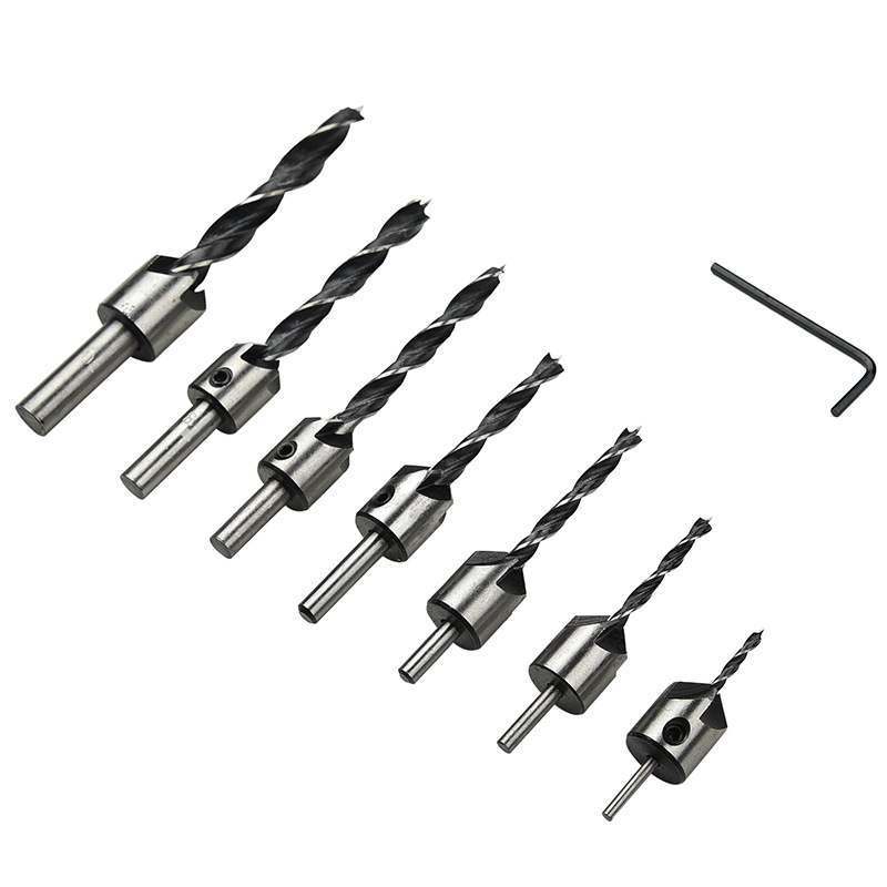 7PCS HSS Countersink Drill Bits Set with Hex Wrench (SED-CSD-S7)