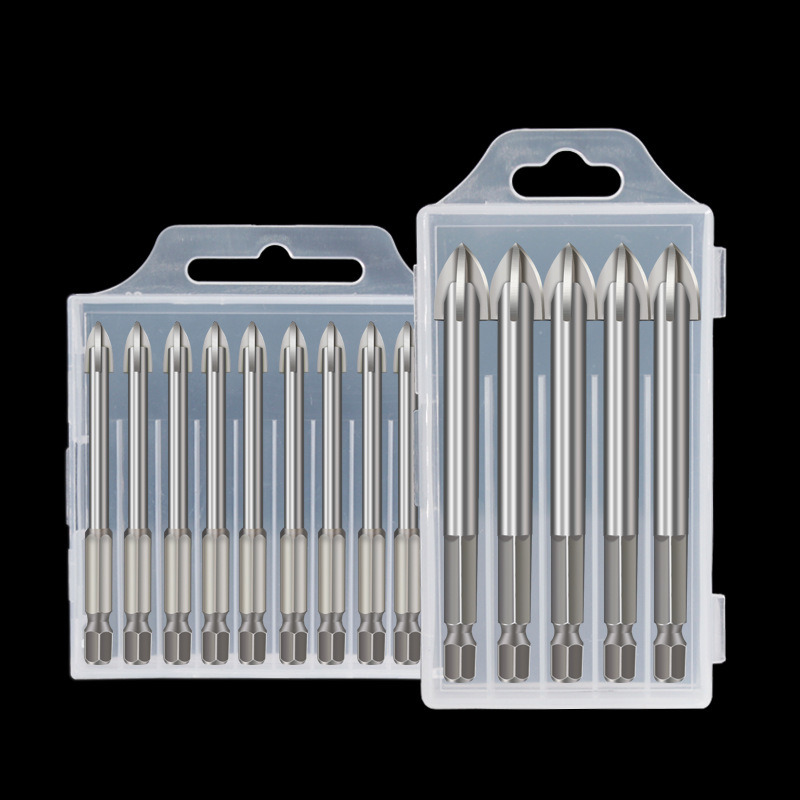 Hex Shank Carbide Cross Tips Multifunction Drill Bits with Black Oxide for Cutting Stone, Concrete, Glass, Wood etc (SED-MTD-HCB)