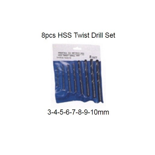 8PCS HSS Drills Metric DIN338 Bright HSS Twist Drill Bit Set in Plastic Box (SED-DBS8-2)