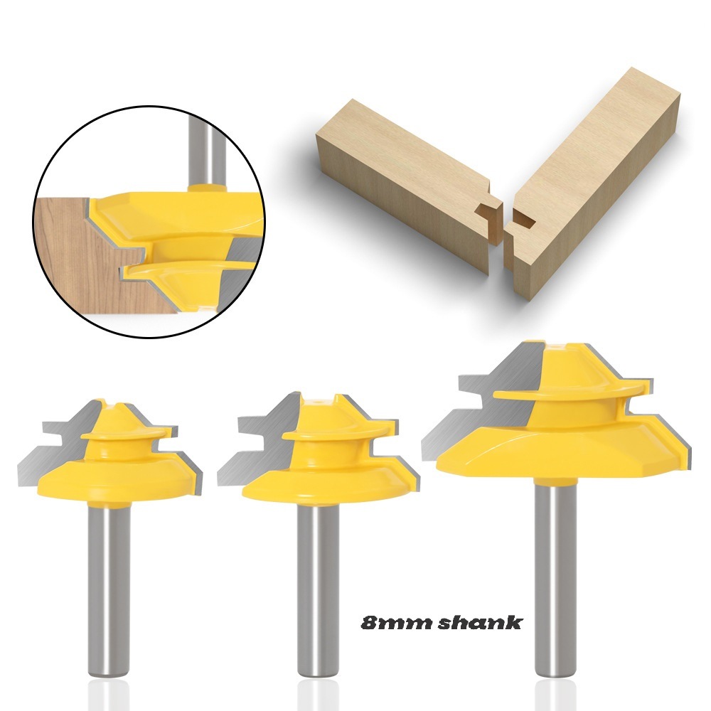 3 PCS Woodworking Tools Milling Cutter Wood Router Bits Set with 45angle 8mm Shank (SED-RBS3-8A)