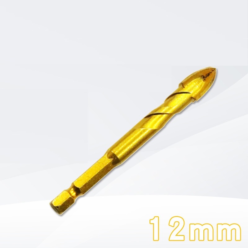 Hex Shank Carbide Cross Tips Twist Drill Bits with Tin-Coated for Cutting Glass (SED-GDH)