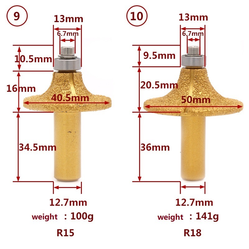 Vacuum Brazed Engraving Grinding Wheels Diamond Profile Wheel with Round Edge for Stones (SED-PW-VBR)