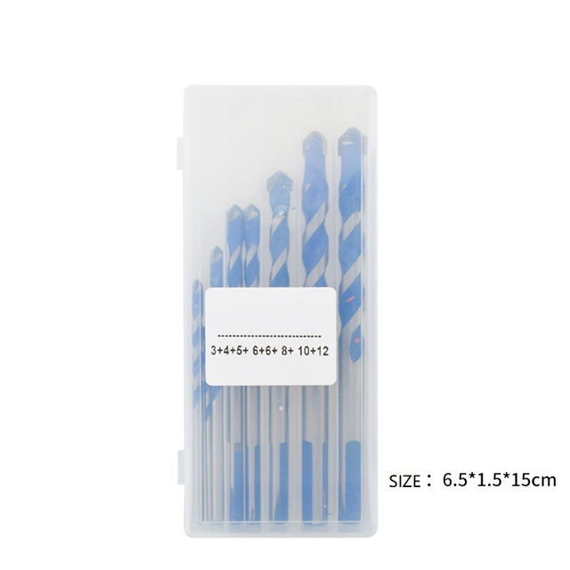 8PCS Drills Set Carbide Tip Multifunction Drill Bits Set with Blue Flute Coating for Drilling Stone, Concrete, Wood, Plastic, Brick and Tiles (SED-MTD-S8B)
