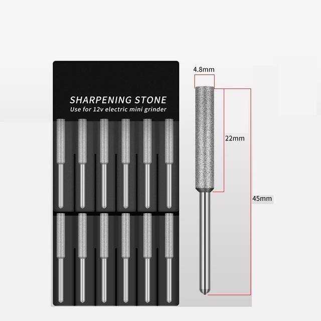 12PCS Cylinder Type Electroplated Diamond Burrs/Diamond Mounted Points Set with Silver Coating (SED-MPES12)