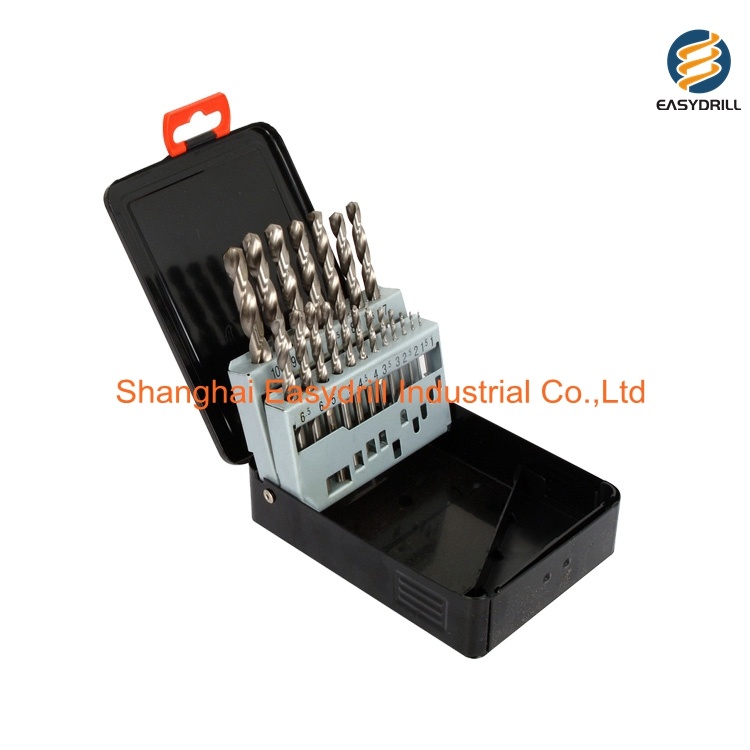 19PCS HSS Drills Set Metric Fully Ground Bright White HSS Cobalt Jobber HSS Twist Drill Bits Set in Metal Box (SED-DBS19-2)