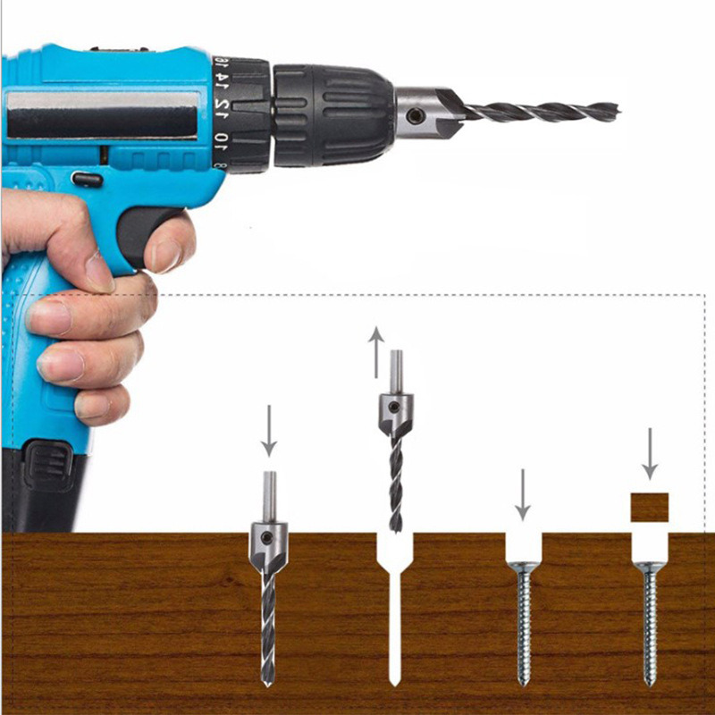High Carbon Steel Countersink Wood Brad Point Drill Bits with Tin-Coated (SED-CBPT)