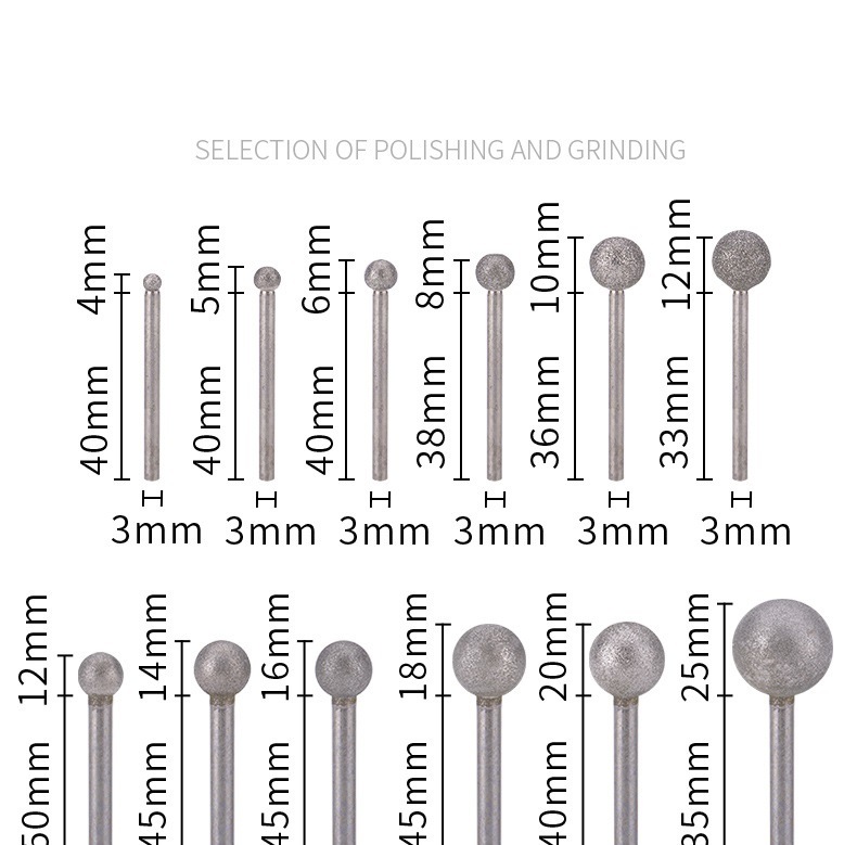 Ball Type Vacuum Brazed Diamond Mounted Points Diamond Burr with Gold Coating (SED-MPVB-BG)