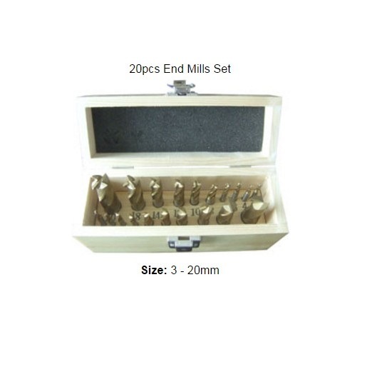 12PCS HSS End Mill with ANSI Standard in Wooden Box (SED-EM12)