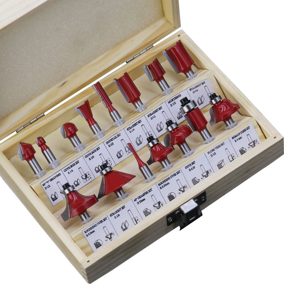 Woodworking Tool 15PCS Wood Milling Cutter, Wood Router Bits Set (SED-RBS15)