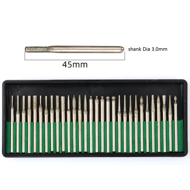 30PCS Diamond Tools Diamond Points Electroplated Diamond Burrs Set in Box (SED-DBS-S30)