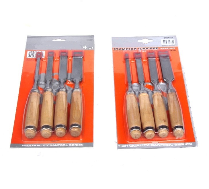 4PCS Hand Tools Wood Carving Chisels Wood Flat Chisels Set in Blister Card (SED-FC-S4)