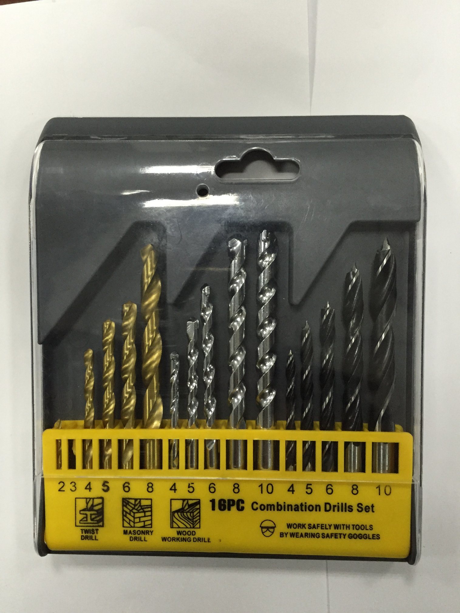 16PCS Metric Wood Drills Masonry Drill Bits HSS Combination Twist Drill Bit Set for Wood Masonry Metal (SED-CDBS16)