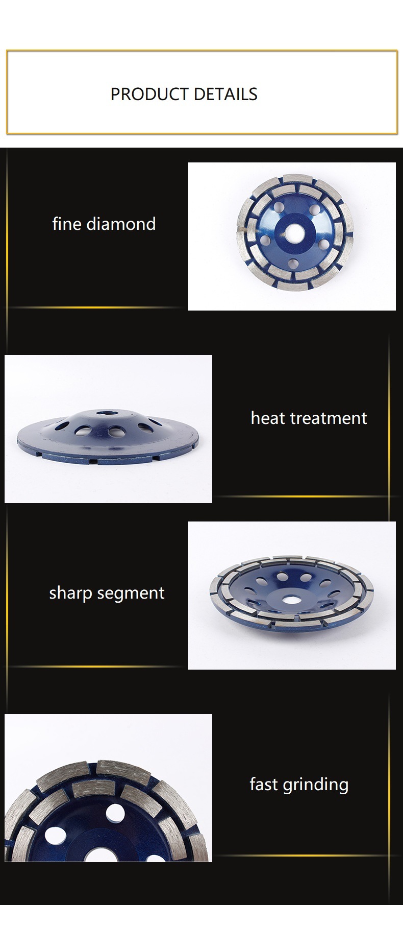 Diamond Tool 180mm Double Row Diamond Grinding Wheel for Concrete, Stones (SED-GW-DR)