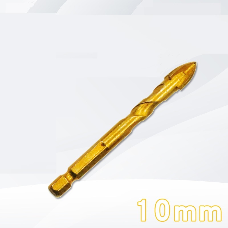 Hex Shank Carbide Cross Tips Twist Drill Bits with Tin-Coated for Cutting Glass (SED-GDH)